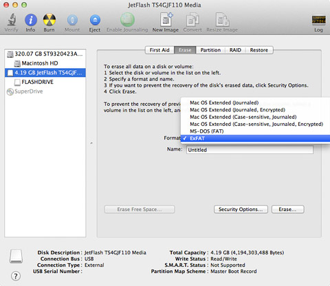 formatting a flash drive in windows for a mac